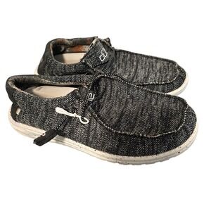 Hey Dude Wally Sox Black White Men's Casual Loafers Comfort Shoes‎ Size US 8